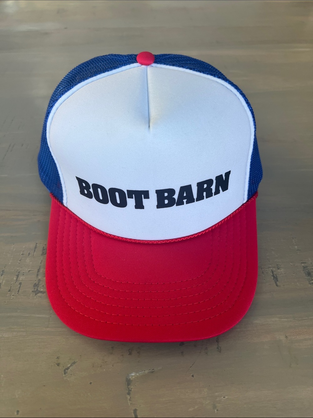 🆕 Boot Barn OTTO Trucker Hat - White, Blue & Red 🇺🇸. OSFM. NWOT.